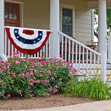 Aisto 3X6 Feet USA Pleated Fan Flag for 4th of July