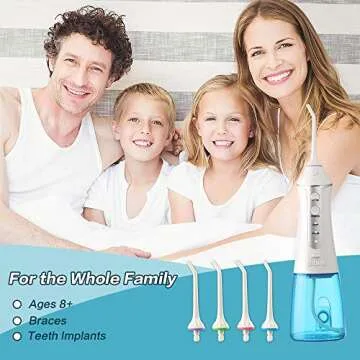pibidi Water Flosser Professional Cordless Dental Oral Irrigator, Portable and IPX7 Waterproof, 3-Mode Teeth Cleaner, USB Rechargable Water Flossing with 300ML Cleanable Water Tank for Home and Travel