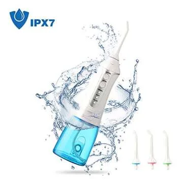 pibidi Water Flosser Professional Cordless Dental Oral Irrigator, Portable and IPX7 Waterproof, 3-Mode Teeth Cleaner, USB Rechargable Water Flossing with 300ML Cleanable Water Tank for Home and Travel