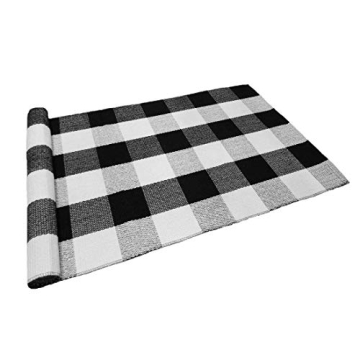 LEVINIS Durable Black and White Outdoor Doormat Rug