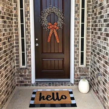 LEVINIS Durable Black and White Outdoor Doormat Rug