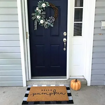 LEVINIS Durable Black and White Outdoor Doormat Rug