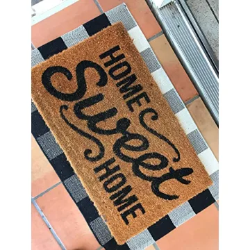 LEVINIS Durable Black and White Outdoor Doormat Rug