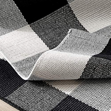 LEVINIS Durable Black and White Outdoor Doormat Rug