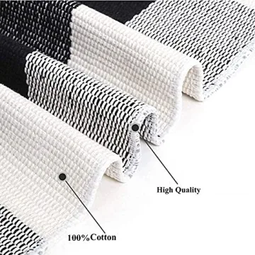 LEVINIS Durable Black and White Outdoor Doormat Rug