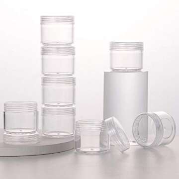 100 Count Clear Plastic Sample Containers 20g Empty Jars Cosmetic Containers with Lids Leak Proof Lip Balm Containers