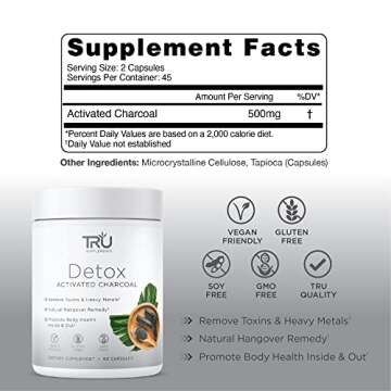 TRU Detox, Activated Charcoal, Vegan Friendly, Whole Body Natural Detox, Eliminates Bloating, Improv...