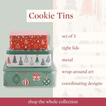 Steel Mill & Co. Festive Cookie Tins, 3 Pack - Perfect for Holiday Gifting!