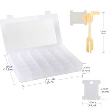 Epesl Embroidery Floss Organizer Box - 36 Removable Compartments with Bobbin Winder & Stickers for D...