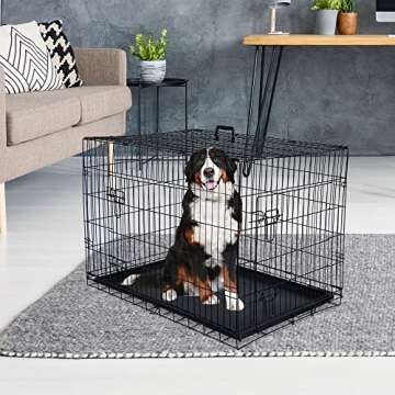 ZENY 30/36/42 Inch Dog Crate Double Door Folding Metal Dog or Pet Crate Kennel with Tray and Handle
