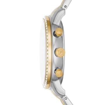 Fossil Women's Neutra Quartz Stainless Steel Chronograph Watch, Color: Gold/Silver (Model: ES5216)