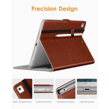 DTTO for iPad 9.7 Inch 5th/6th Generation 2018/2017 Case with Apple Pencil Holder, Premium Leather Folio Stand Cover Case Fit iPad Pro 9.7/Air 2/Air