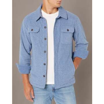 Amazon Essentials Men's Long-Sleeve Polar Fleece Shirt Jacket, Indigo Blue Heather, Small