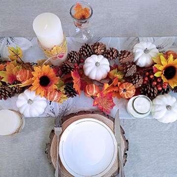 BESTTOYHOME 8 Pcs Realistic 4" Fall Harvest Small Off White Mini Artificial Pumpkins for Halloween, Fall and Thanksgiving Decorating