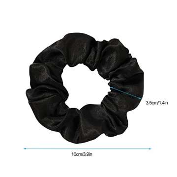 Ivyu Black Silk Satin Scrunchies - Pack of 6, 8 Pieces (2 Free) - Hair Elastics Bands - Ponytail Holder - Women & Girls