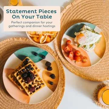 Nook Theory 4 Pack Reusable Bamboo Plates - Non-Toxic Toddler and Kids Plate, Dishwasher Safe, Not Microwavable Dinnerware (Duo 8")