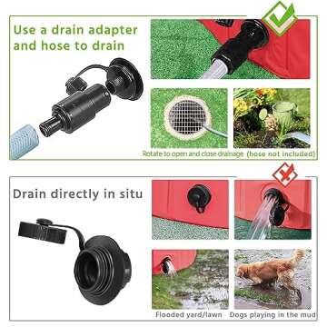 Yaheetech Red Foldable Hard Plastic Dog Pet Bath Swimming Pool Collapsible Dog Pet Pool Bathing Tub Pool for Pets Dogs Cats w/Pet Brush&Repair Patches-63 x 12 inch,XXL