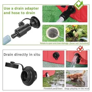 Yaheetech Red Foldable Hard Plastic Dog Pet Bath Swimming Pool Collapsible Dog Pet Pool Bathing Tub Pool for Pets Dogs Cats w/Pet Brush&Repair Patches-63 x 12 inch,XXL