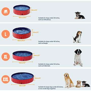 Yaheetech Red Foldable Hard Plastic Dog Pet Bath Swimming Pool Collapsible Dog Pet Pool Bathing Tub Pool for Pets Dogs Cats w/Pet Brush&Repair Patches-63 x 12 inch,XXL
