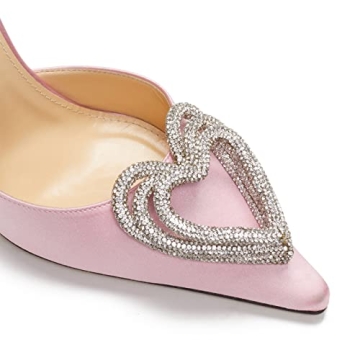 LauraVicci Pink Heeled Sandals with Crystal Embellishments