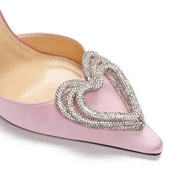 LauraVicci Pink Heeled Sandals with Crystal Embellishments