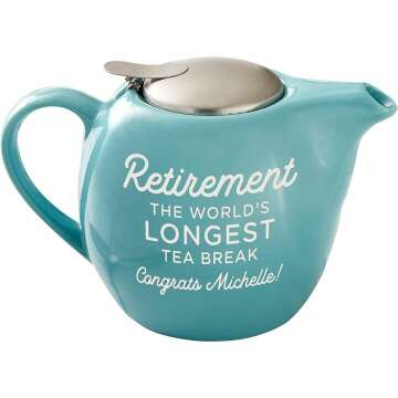 Personalized Turquoise Teapot for Retirees