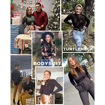 LAOLASI Turtle High Neck Long Sleeves Plus Size Slim Fit Casual Basic Soft Bodysuit Shirts for Women, Khaki, XXL