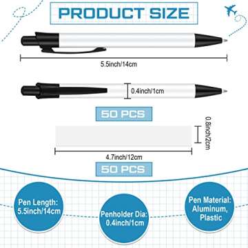 Yexiya Sublimation Pens: Customized DIY Ballpoint Pen Kit with 50 Shrink Wraps for Creative Gifting