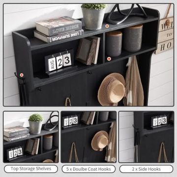 JXQTLINGMU Stylish Farmhouse Entryway Bench With Coat Rack