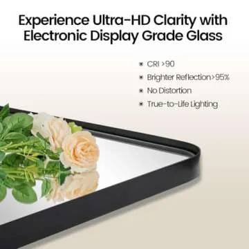 MOON MIRROR 24"x36" Matte Black Pivot Mirror for Bathroom, Metal Frame Bathroom Mirrors for Wall，Rectangle Titling Vanity Wall Mirror with Rounded Corner Hangs Vertical(Overall 27.75" x 36")