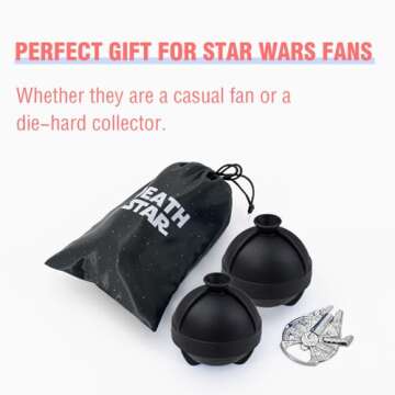NICITY 2 Packs Death Star Ice Cube Mold with Millennium Falcon Bottle Opener，3D Star Wars Ice Cube Mold for Whiskey, Bourbon, Cocktails.Funny Star Wars Gifts for Men Women Him Dad