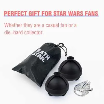 NICITY 2 Packs Death Star Ice Cube Mold with Millennium Falcon Bottle Opener，3D Star Wars Ice Cube Mold for Whiskey, Bourbon, Cocktails.Funny Star Wars Gifts for Men Women Him Dad