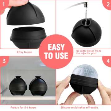 NICITY 2 Packs Death Star Ice Cube Mold with Millennium Falcon Bottle Opener，3D Star Wars Ice Cube Mold for Whiskey, Bourbon, Cocktails.Funny Star Wars Gifts for Men Women Him Dad