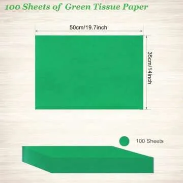 100 Sheets Green Tissue Paper - Artdly 14 x 20 Inches Recyclable Green Wrapping Paper Bulk for Weddings Birthday DIY Project Wrapping Crafts Decor