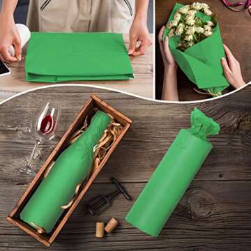 100 Sheets Green Tissue Paper - Artdly 14 x 20 Inches Recyclable Green Wrapping Paper Bulk for Weddings Birthday DIY Project Wrapping Crafts Decor