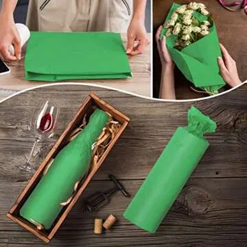 100 Sheets Green Tissue Paper - Artdly 14 x 20 Inches Recyclable Green Wrapping Paper Bulk for Weddings Birthday DIY Project Wrapping Crafts Decor