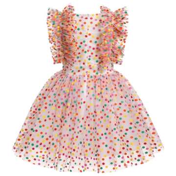 IMEKIS 5th 6th Birthday Girl Outfit: Cake Smash Toddler Confetti Dots Dress Kids Princess Graduation...