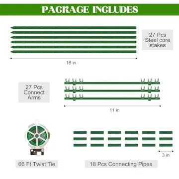 TOCCYARD 3 Pack Tomato Cages for Garden Plant Support, Up to 48Inch Tomato Trellis Assembled Garden Stakes, Plant Trellis with 66Ft Twist Tie, Fit Vertical Climbing Plants, Vegetables, Flowers