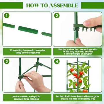 TOCCYARD 3 Pack Tomato Cages for Garden Plant Support, Up to 48Inch Tomato Trellis Assembled Garden Stakes, Plant Trellis with 66Ft Twist Tie, Fit Vertical Climbing Plants, Vegetables, Flowers