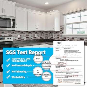 Art3d Peel and Stick Backsplash Tiles for Kitchen, 10-Sheet Self Adhesive Removable Stick On Vinyl Wall Tiles, 12" x 12",Brown Marble