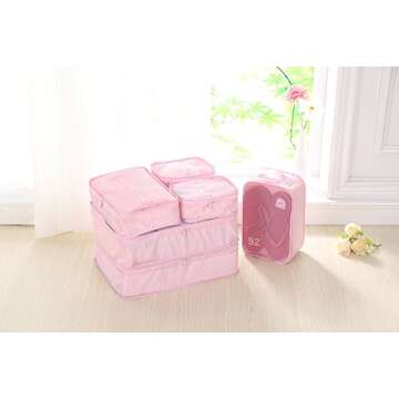 JJ POWER Travel Packing Cubes, Luggage Organizers with Shoe Bag (Pink)