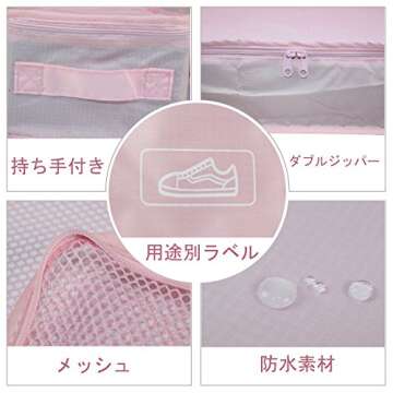 JJ POWER Travel Packing Cubes, Luggage Organizers with Shoe Bag (Pink)