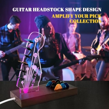 Light Up Wooden Guitar Pick Holder for Guitarists