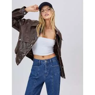 CIDER Faux Leather Long Sleeve Zipper Jacket Trendy Cool Casual