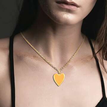 Heart Necklaces for Women,14K Gold Plated Trendy Preppy Jewelry Hot Pink Necklace,Cute Gold Dainty Necklace for Women Girls 16+2 Inches (Yellow)