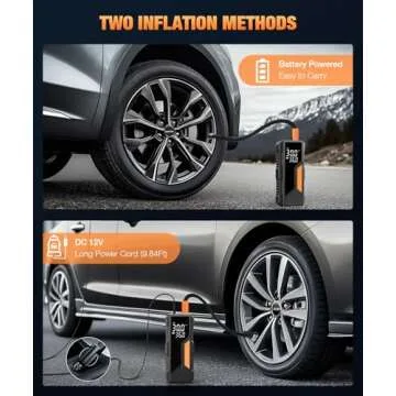 Tire Inflator Portable Air Compressor, 150PSI Portable Air Pump for Car Tires, Faster Air inflator Tire Pump with Digital Pressure Gauge LED Light for Car, Motorcycle, Bicycle, Balls