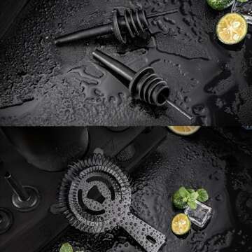 SOING 11-Piece Mixology Bartender Kit with Stand,Bar Kit Cocktail Shaker Set with All Essential Accessories:Martini Shaker,Spoon,Muddler,Strainer,Jigger,Tongs,Liquor Pourers