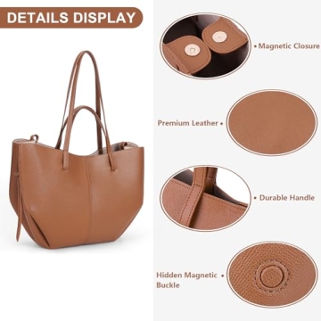 Juoxeepy Work Bag Faux Leather Tote Bag for Women Trendy Handbag Purse Fall Shoulder Bag with Magnetic Closure