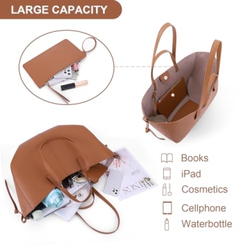 Juoxeepy Work Bag Faux Leather Tote Bag for Women Trendy Handbag Purse Fall Shoulder Bag with Magnetic Closure