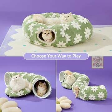 Stylish 2-in-1 Lesure Cat Tunnel Bed for Pets